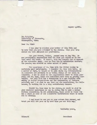Letters Sent to S.C. Lind, August 4, 1938