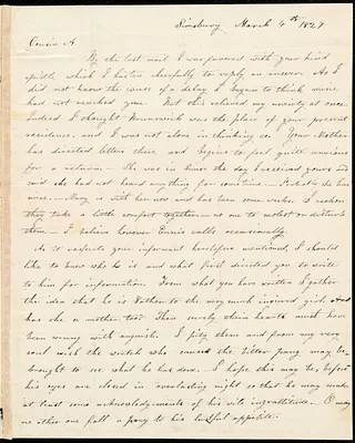 Letter from Parentha Bodwell, Simsbury, to Amos Augustus Phelps, March 4th 1827