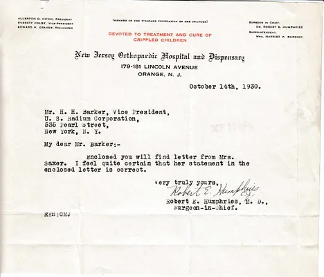 Letters Received to H.H. Barker, October 14, 1930