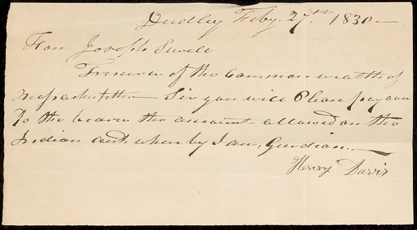 Accounts of Guardians of the Dudley Indians 1830
