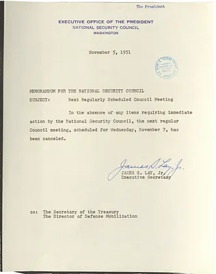 Memorandum from James S. Lay, Jr. to the National Security Council