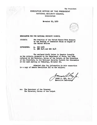 Memorandum from James S. Lay, Jr. to the National Security Council with Attachments