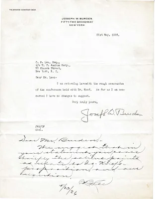 Letters Received to C.B. Lee, May 21, 1926