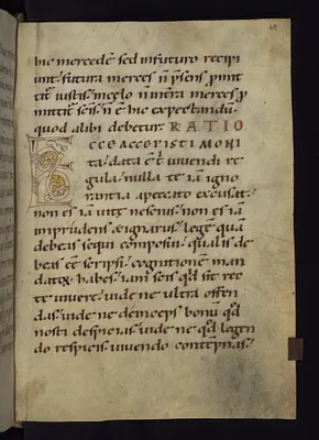 Decorated initial ""E""