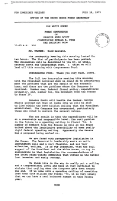 White House Leadership Meeting, 7/10/73 (includes Ford notes)