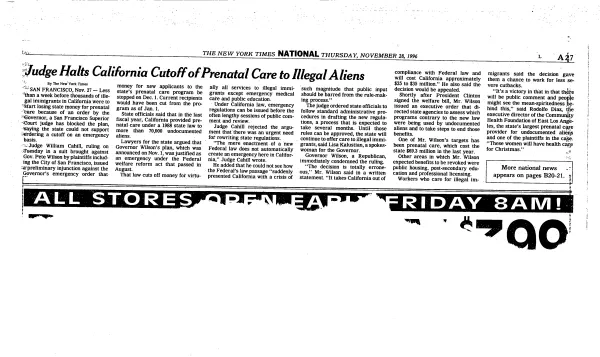 Prenatal Care – Illegals/Calif.