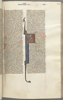Fol. 112r, Kings II, historiated initial F, the beheading of the Amalekite