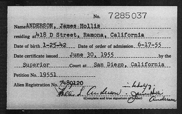 Anderson, James Hollis - 1955