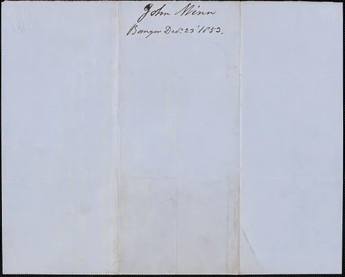 John Winn to Samuel Warner, 23 December 1853