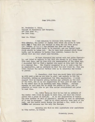 Letters Sent to Dr. Frederick B. Flinn, June 19, 1928