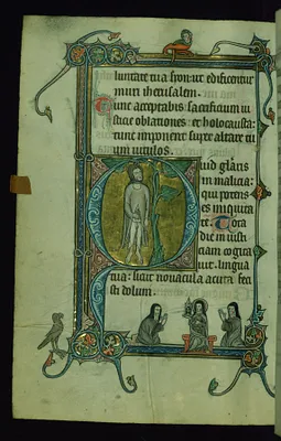 Leaf from Psalter: Psalm 51, Initial Q with Judas Hanging from a Tree