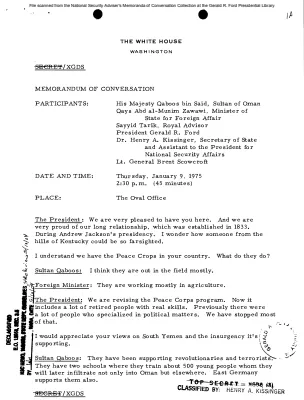 January 9, 1975 - Ford, Kissinger, Omani Sultan Qaboos bin Said