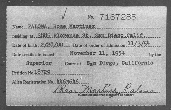 Paloma, Rose Martinez - 1954