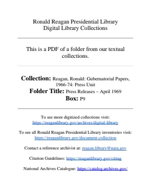 Press Releases - April 1969