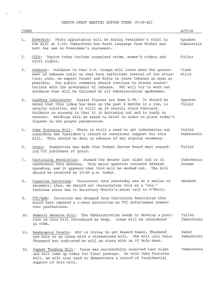 Senior Staff Meeting Action Items - September 1982
