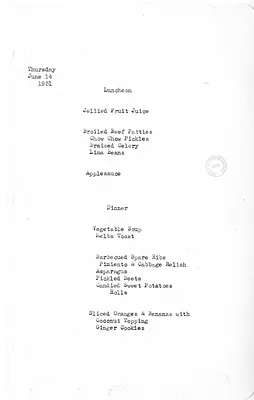 White House Luncheon and Dinner Menu