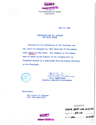 Memorandum from W. J. McWilliams to William J. Hopkins, with Attachment