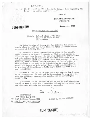 Memorandum from Secretary of State Dean Acheson to President Harry S. Truman