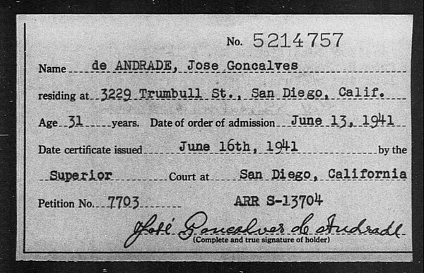 De Andrade, Jose Goncalves - 1941
