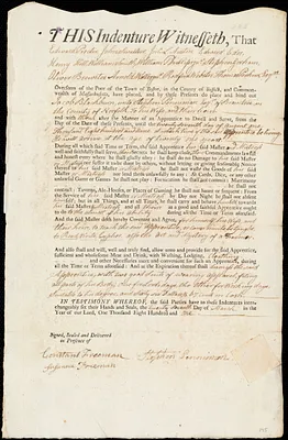 Jacob Blackburn indentured to apprentice with Stephen Penniman of Braintree, 27 March 1801