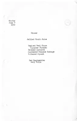 White House Dinner Menu