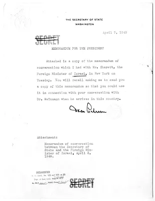 Memorandum from Secretary of State Dean Acheson to President Harry S. Truman, with Attached Memorandum of Conversation
