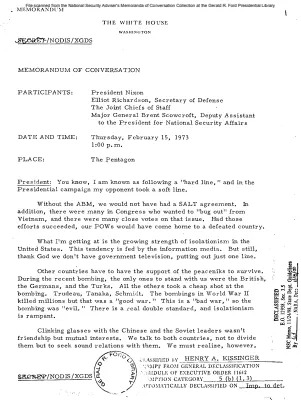 February 15, 1973 - Nixon, Defense Secretary Elliot Richardson