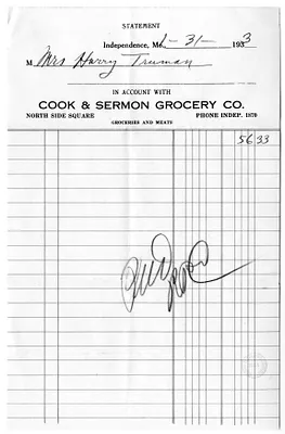 Receipt, Cook & Sermon Grocery Company, Independence, Missouri