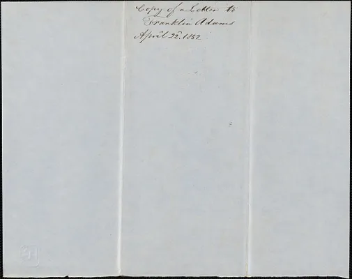 Copy of a letter from Samuel Warner to Franklin Adams, 22 April 1852