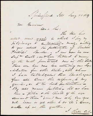 Letter from William Henry Herndon, Springfield, Ill[inois], to William Lloyd Garrison, Jan'y 28, 1859