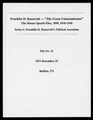 Buffalo, New York (Speech File 12) of December 23, 1911