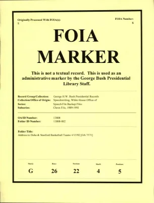 Address to Duke & Stanford Basketball Teams 4/15/92 [OA 7571]
