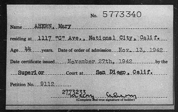 Ahern, Mary - 1942