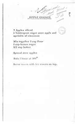 Recipe for Apple Crunch