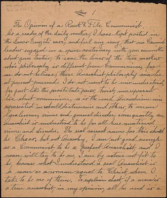 [Frank Voight] autograph document to [Sacco-Vanzetti Defense Committee, Ft. Lauderdale, Fla., October 1927]
