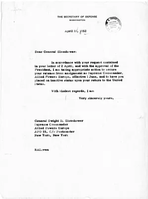 Letter from General Dwight D. Eisenhower to President Harry S. Truman with Related Material