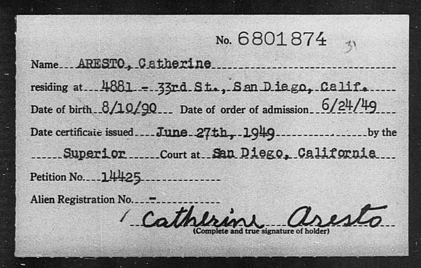 Aresto, Catherine - 1949