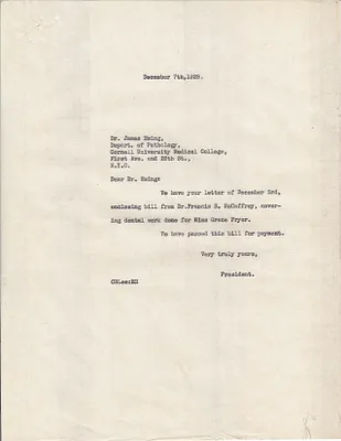 Letters Sent to James Ewing, December 7, 1928