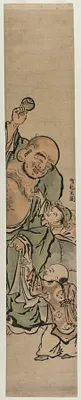Two Children Begging Hotei for a Jewel