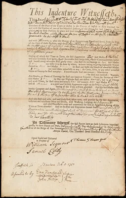 Susanna Vail indentured to apprentice with Thomas Gleeson of Oxford, 26 September 1750