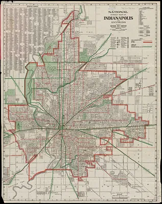 National street map of Indianapolis and environs