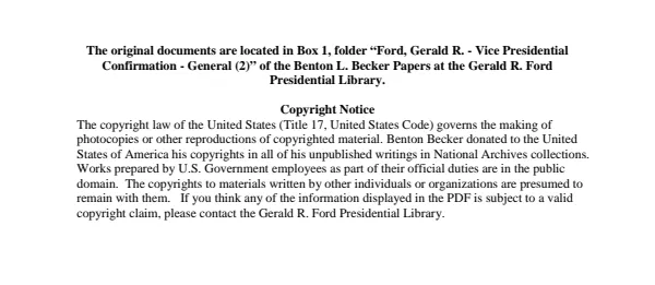Ford, Gerald R. - Vice Presidential Confirmation - General (2)