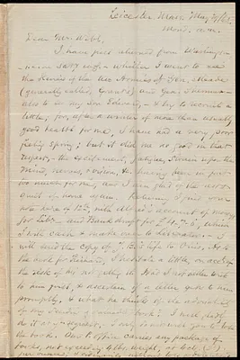 Letter from Samuel May, Leicester, Mass., to Richard Davis Webb, May 29 / 65