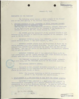 Memorandum for President Harry S. Truman
