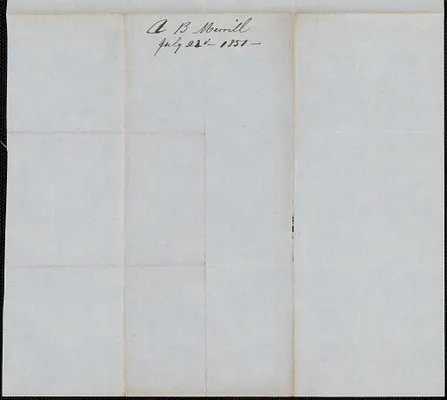 Amos B. Merrill to Samuel Warner, 22 July 1851
