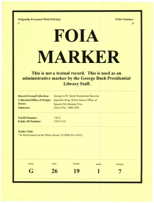 "In Performance at the White House" 6/18/89 [OA 6345]