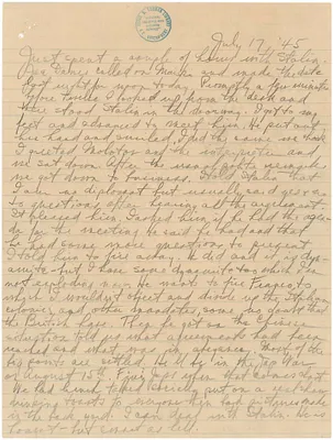 President Harry S. Truman's Diary Entry for July 17, 1945