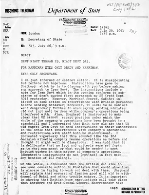 Telegram from Ambassador Walter Gifford to Secretary of State Dean Acheson, Number 543