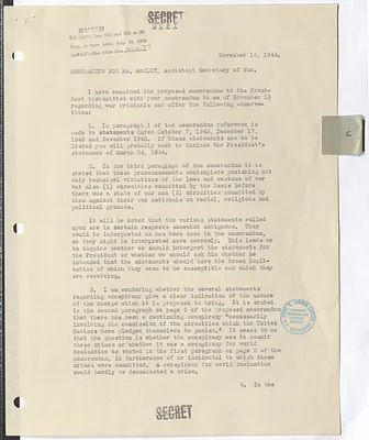 Memorandum from Green Hackworth to John J. McCloy