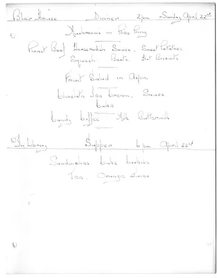 Blair House Dinner and Supper Menu